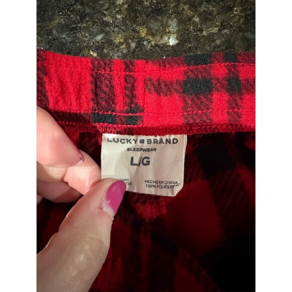 Lucky Brand Men's Flannel Pajama Pants Red/Black Plaid Size L Drawstring - Picture 6 of 6